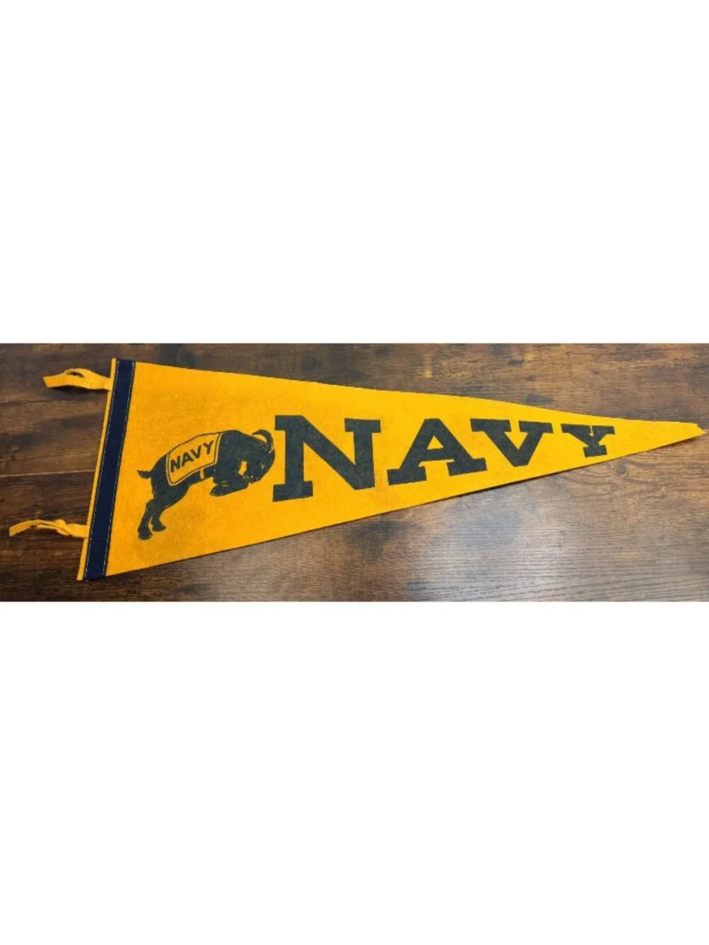 Vintage Navy Felt Pennant With Goat Mascot & Bold Lettering Sports Memorabilia
